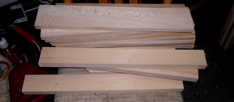 After a long delay, sycamore case parts cut and thicknessed