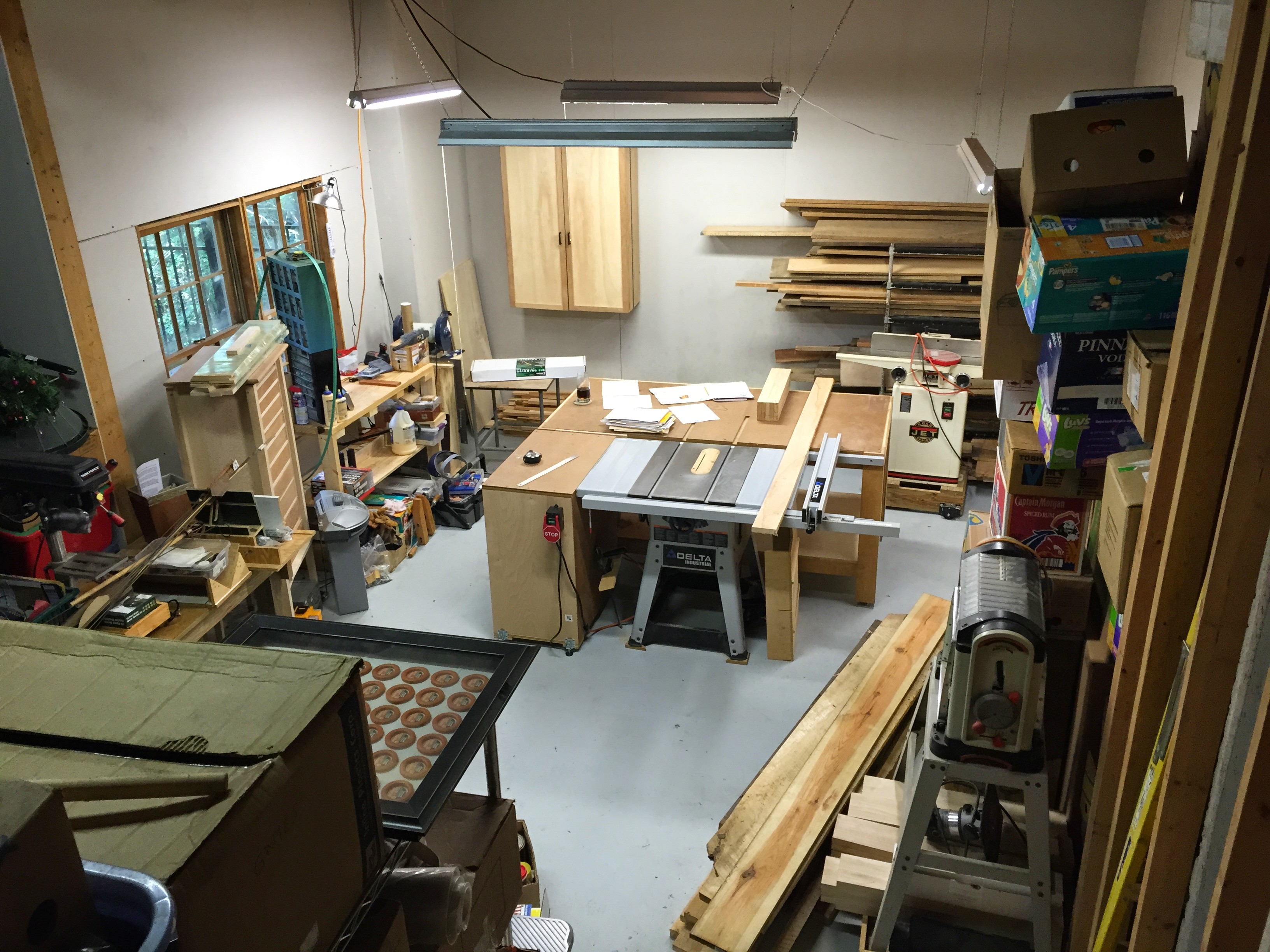 Woodshop from the stairs to the garage