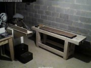 10/8/2017 - The newly assembled Roubo workbench in the Alpharetta basement shop - plain walls at the beginning
