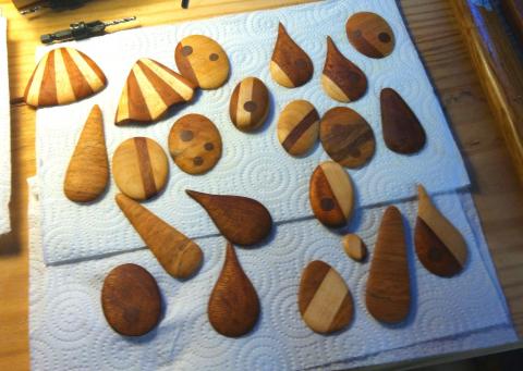 22 wooden pendants sanded and with BLO applied