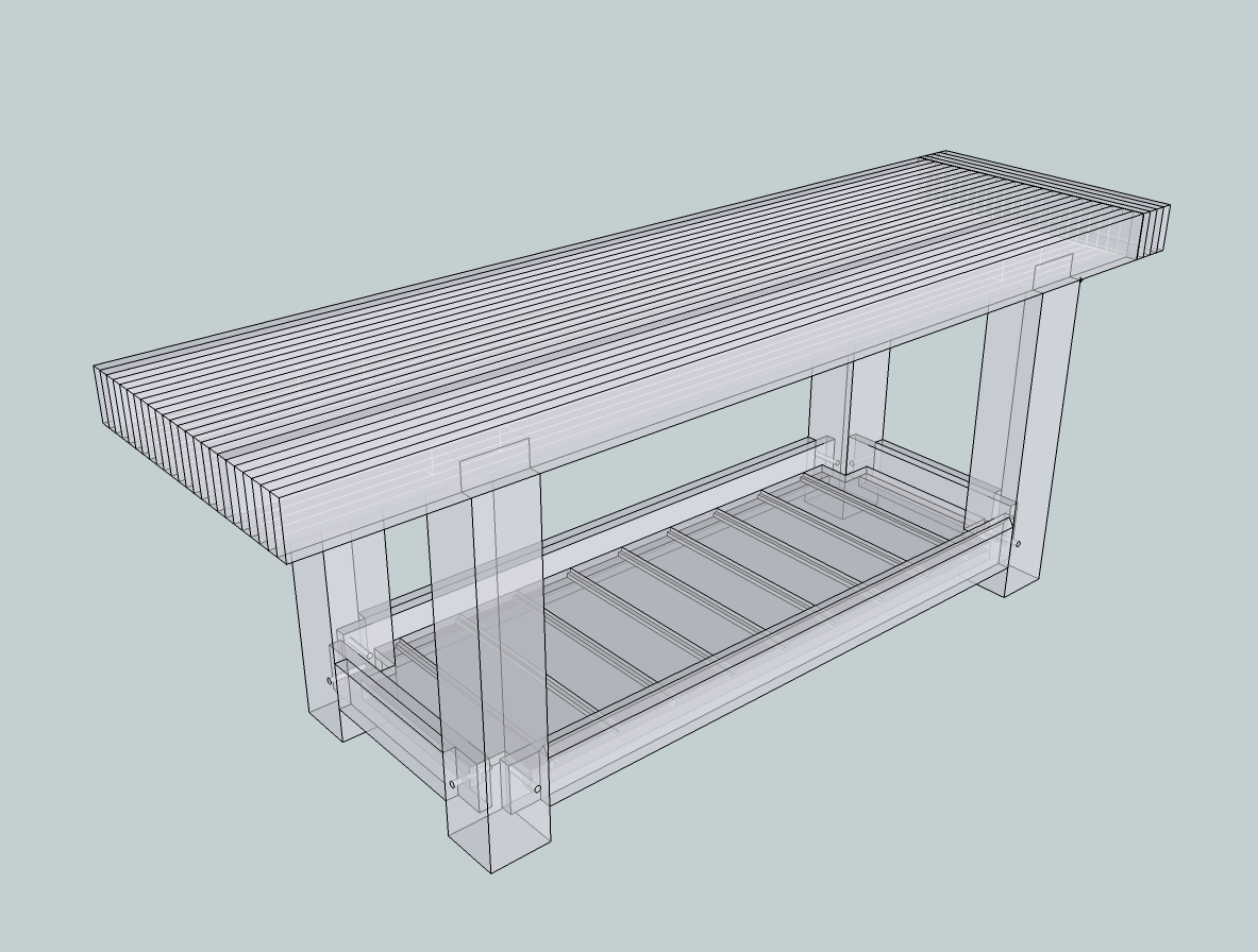 XRay render of Sketchup workbench design