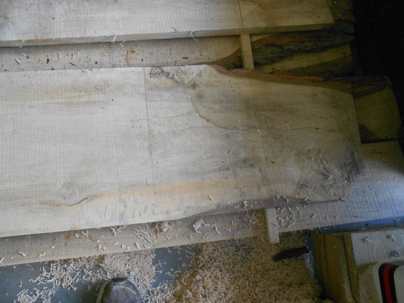 A typical example of the plotchy, streaky, grayed silver maple lumber.