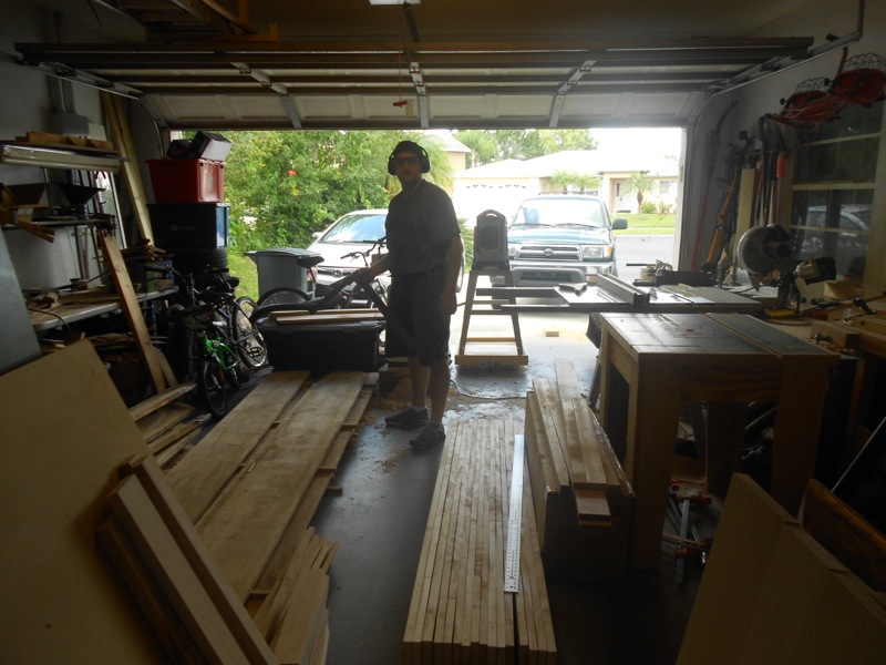 My cluttered cluttered garage shop as I begin work on the silver maple bench