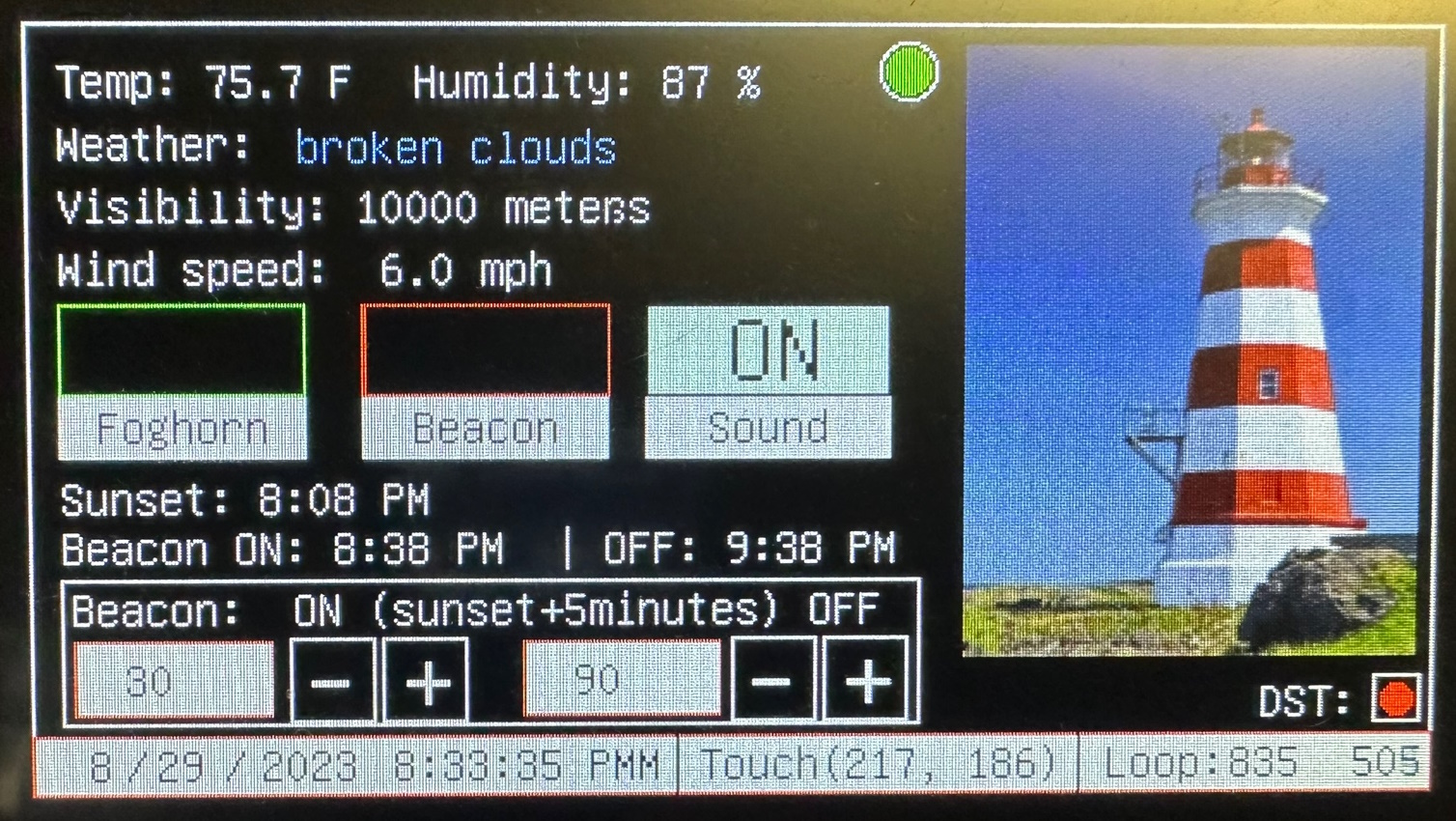Sample of the python-driven touchscreen interface running on the M4 board