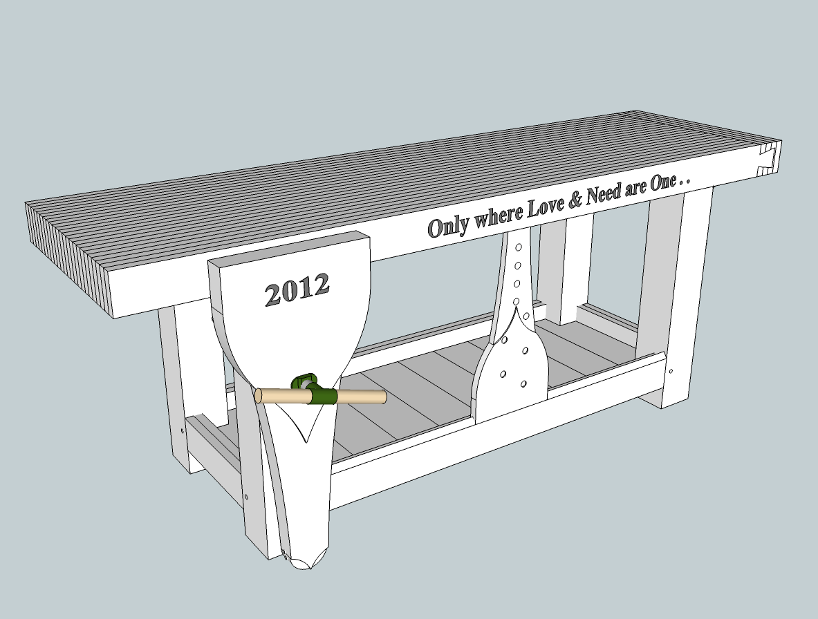 My idea in sketchup for how I would build a Roubo out of the available silver maple lumber