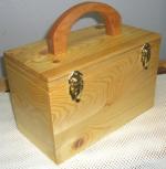 Liam's toy car box out of Ponderosa pine with a cherry handle