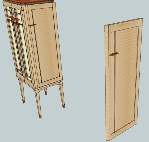New details of the side door on the jewelry armoire