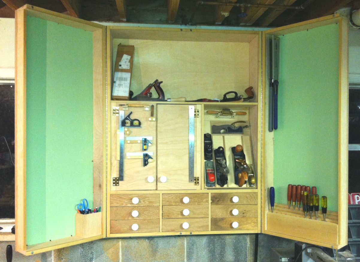 Tool cabinet inside with half of brackets done