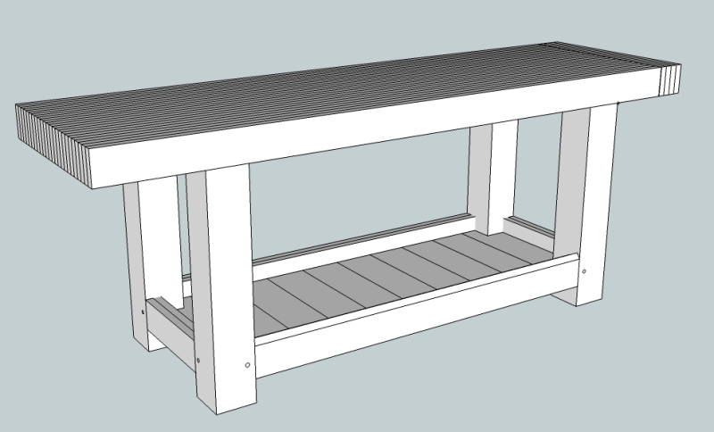 Basic proportions of the intended roubo workbench