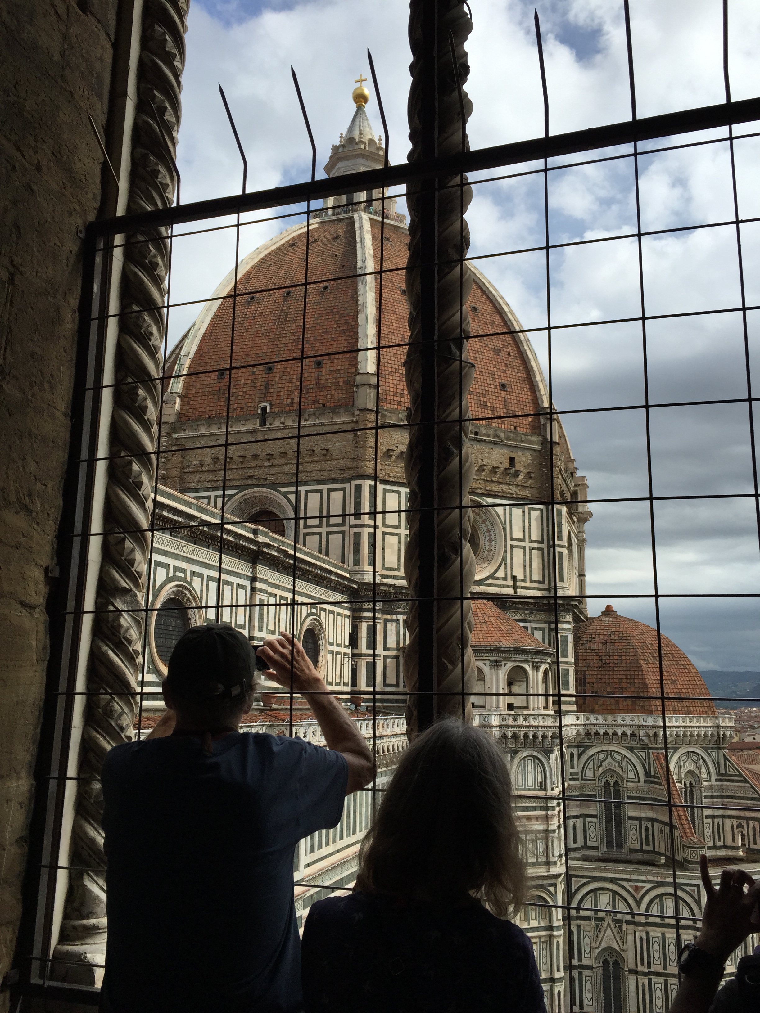 A view of the cathedral of Santa Maria del Fiore from halfway up Giotto's bell tower