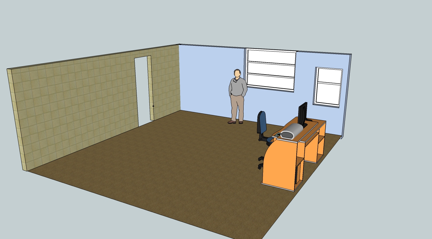Sketchup of empty office corner for context