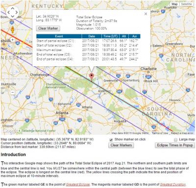 Screen capture of a part of the NASA/Google Map image of the 2017 eclipse path