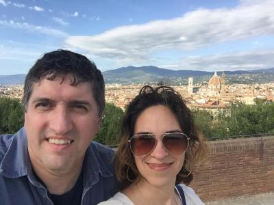 Adriana and I overlooking Florence from Fort Belvedere
