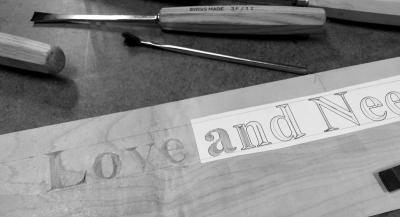 Getting halfway through the message, I got to carve 'Love', which is great. Lots of straight lines.  :-)